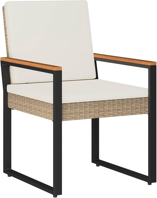 poly rotan weerbestendig latten tafelblad 3 delig beige crèmewit — afbeelding 2