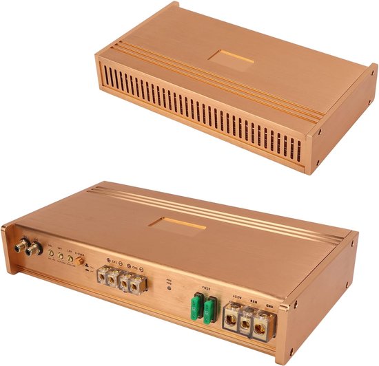 lyrlody Gouden Metalen Auto-audioversterker Hoog Rendement Universele Auto-stereoversterker 90 W Vermogen voor Autogeluidssysteem — afbeelding 3