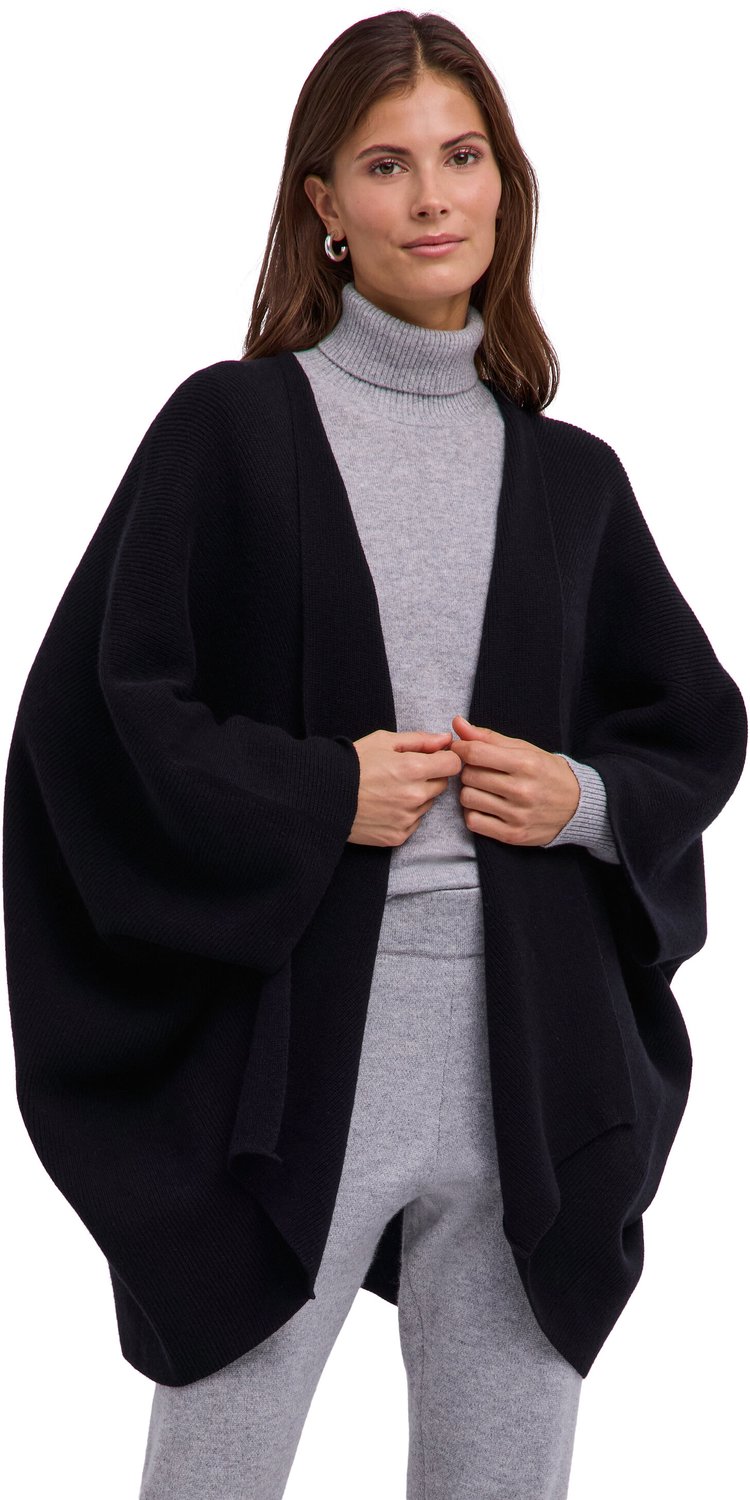 FALKE Selection Ribbed comfortabel wol cape unisex zwart - maat ONESIZE