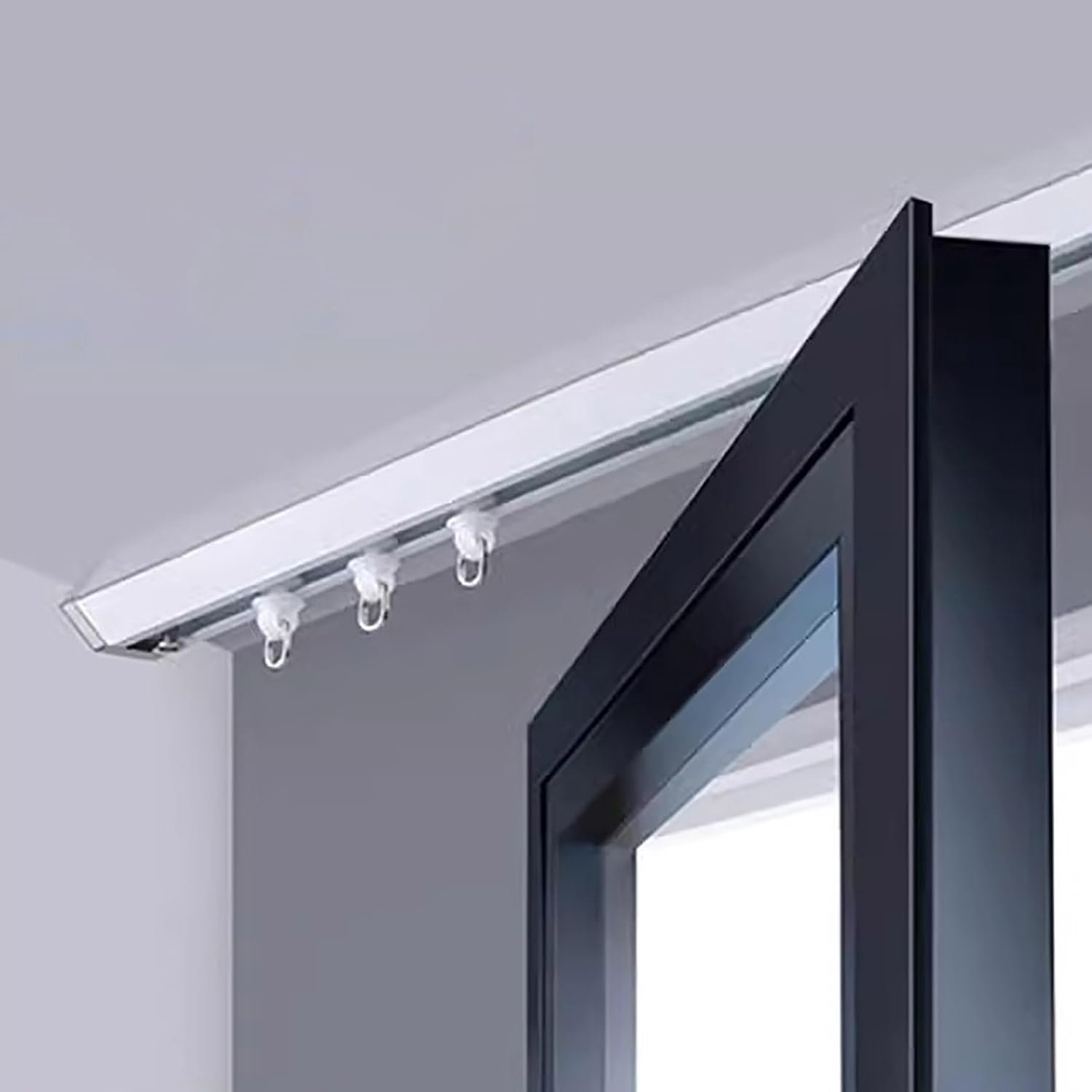 8,8 m commerciële gordijnrail - V S schuifsysteem voor ruimteverdeler - aluminium stang voor op het plafond gemonteerde aluminium stang voor kantoor, hotel, huis en slaapkamer - duurzaam wit ontwerp