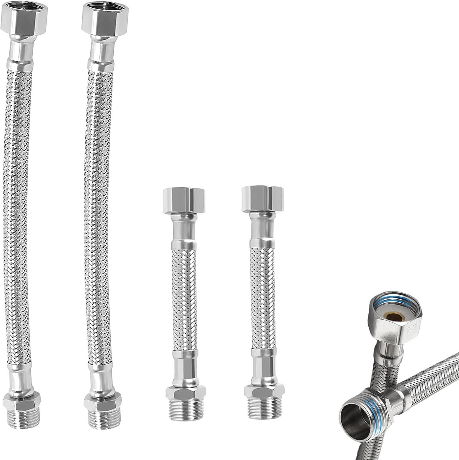 Flexibele Slang 3/8 Inch - Roestvrijstalen Gevlochten - Torsieweerstandig - Betrouwbare Aansluiting - ShopVlot