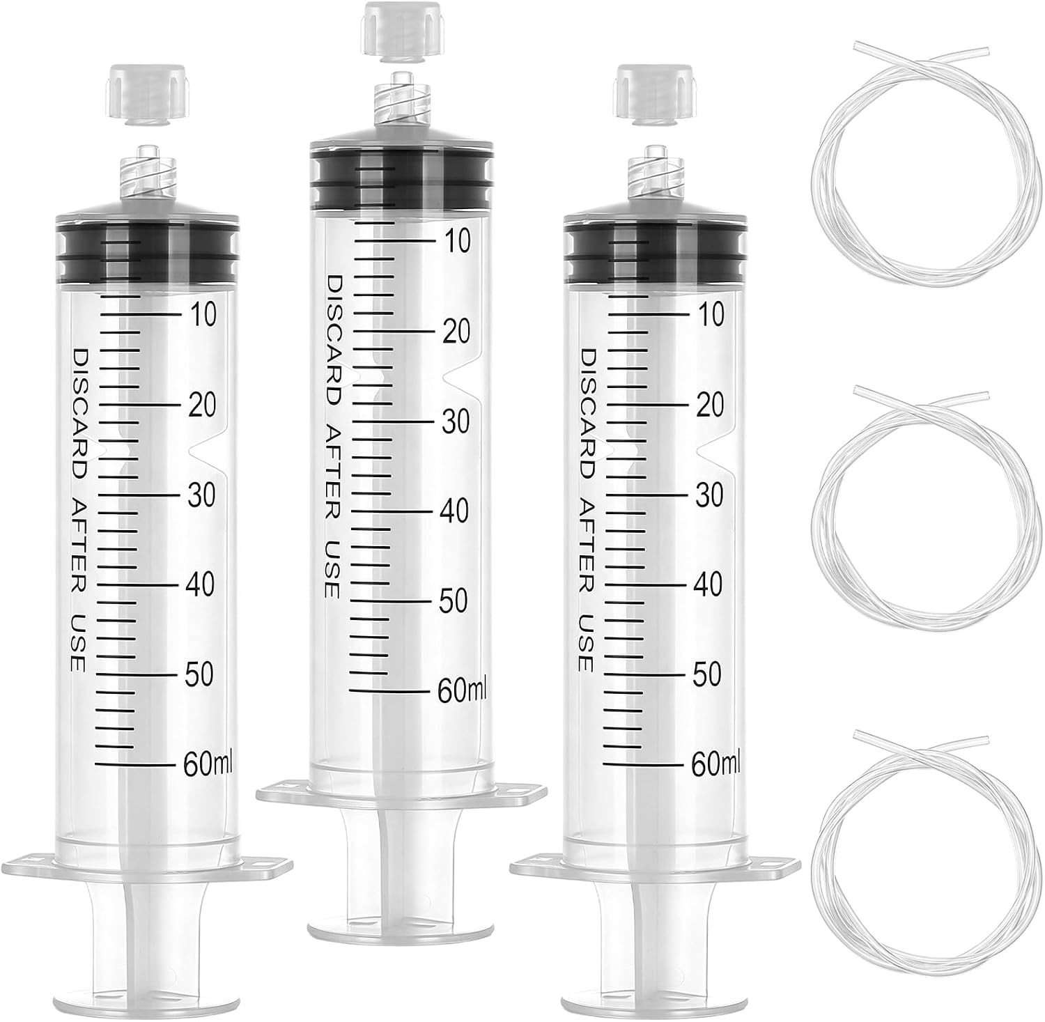 Spuitset - Transparant - 60 ml - Plastic Spuiten met Slang - Voor Diverse Toepassingen
