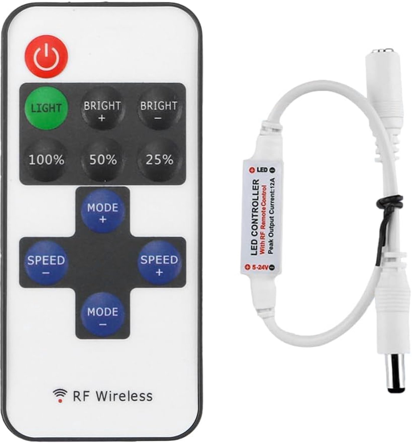 Mini Dimmer 11-toetsen RF Controller Dimmerschakelaar Helderheid van 5V~24V, geschikt voor aanpassing van de lichtsterkte