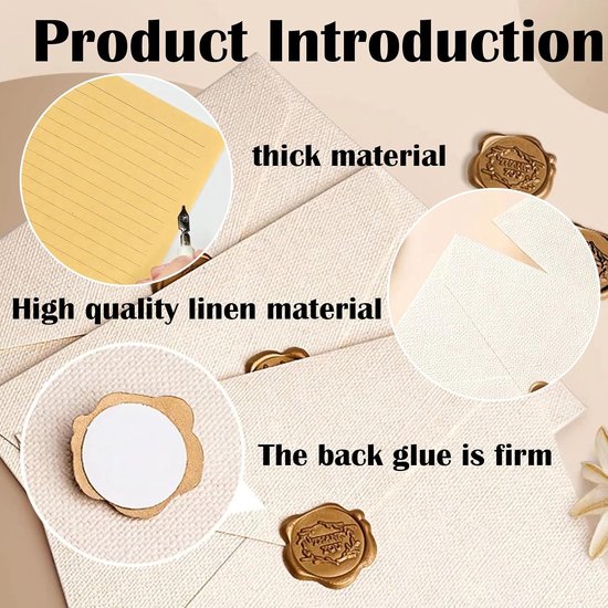 Vintage A5 briefpapier set met 6 enveloppen en postzegels – zelfklevend oud stijl schrijfpapier voor brieven, uitnodigingen, bruiloften, kaartjes — afbeelding 3
