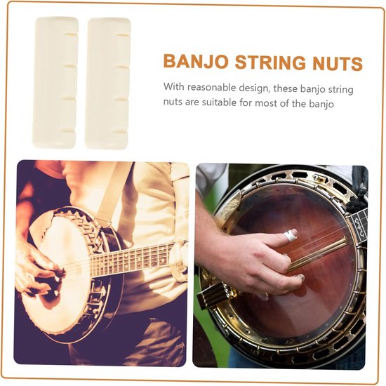 2stuks Banjo Bridge Nuts Duurzame Banjo Vervangingsstukken Verbeter Geluidskwaliteit Compacte Accessoires Voor Instrumenten — afbeelding 3