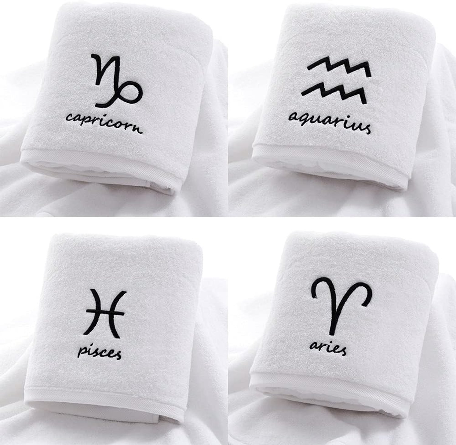 Dikke katoenen handdoek set gezicht badhanddoek twaalf sterrenbeeld borduurwerk grote badkamer volwassen badkamer 2 stuk handdoek set WhiteVirgo