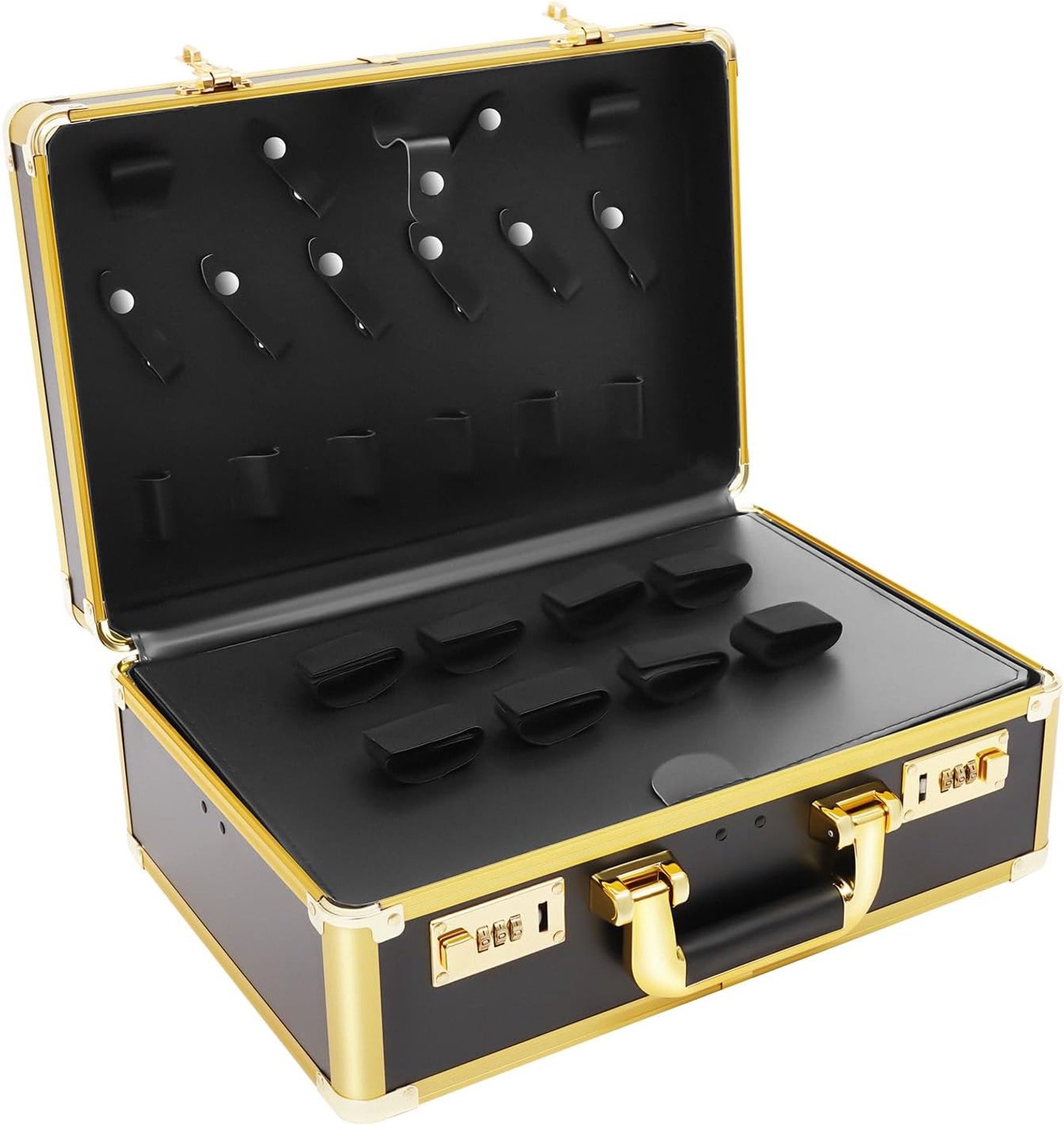 Kapperstas voor kappers, 40 x 31 x 16 cm, draagbare kapper-gereedschapskoffer, gereedschapstas, nagelkoffer, beautycase, goud, beautycase cosmeticakoffer dames