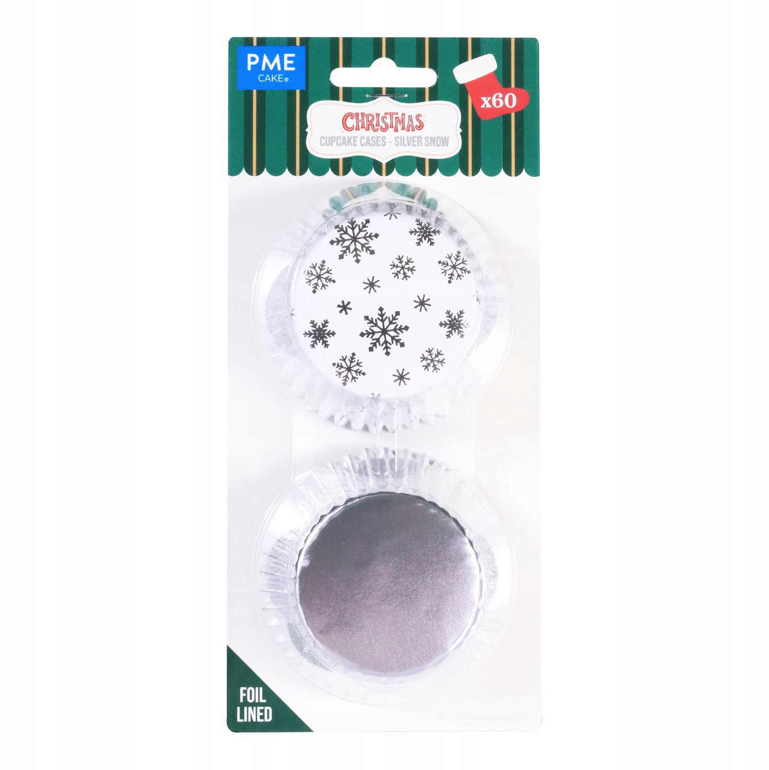 Kerst Muffinvormpjes Papier Silver Snow 60 stuks