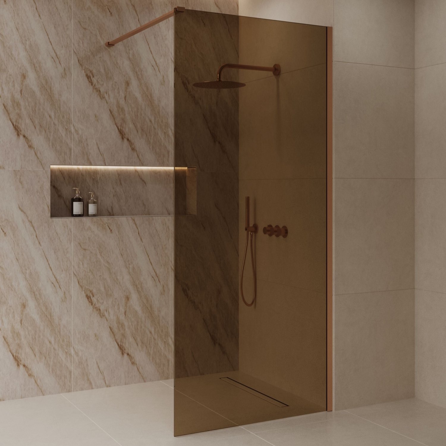Sanitado Dalis Inloopdouche Sepia Glas Mat Brons Profielen 100x200 cm