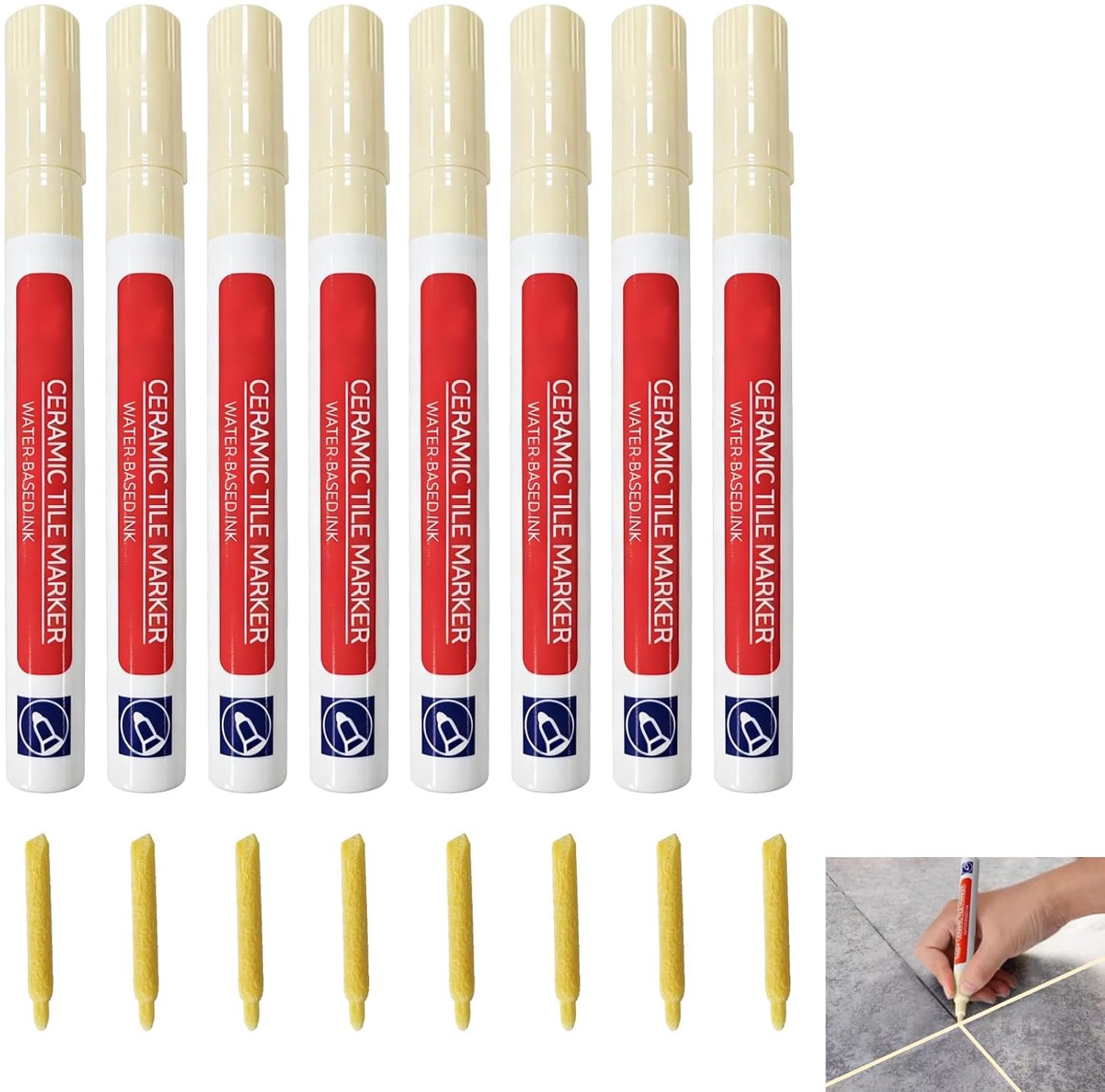 8 stuks voegenstift, beige, voegenstift, voegmortelreparatiemarker, waterdicht, voor tegels en voegen, waterdichte - ShopVlot