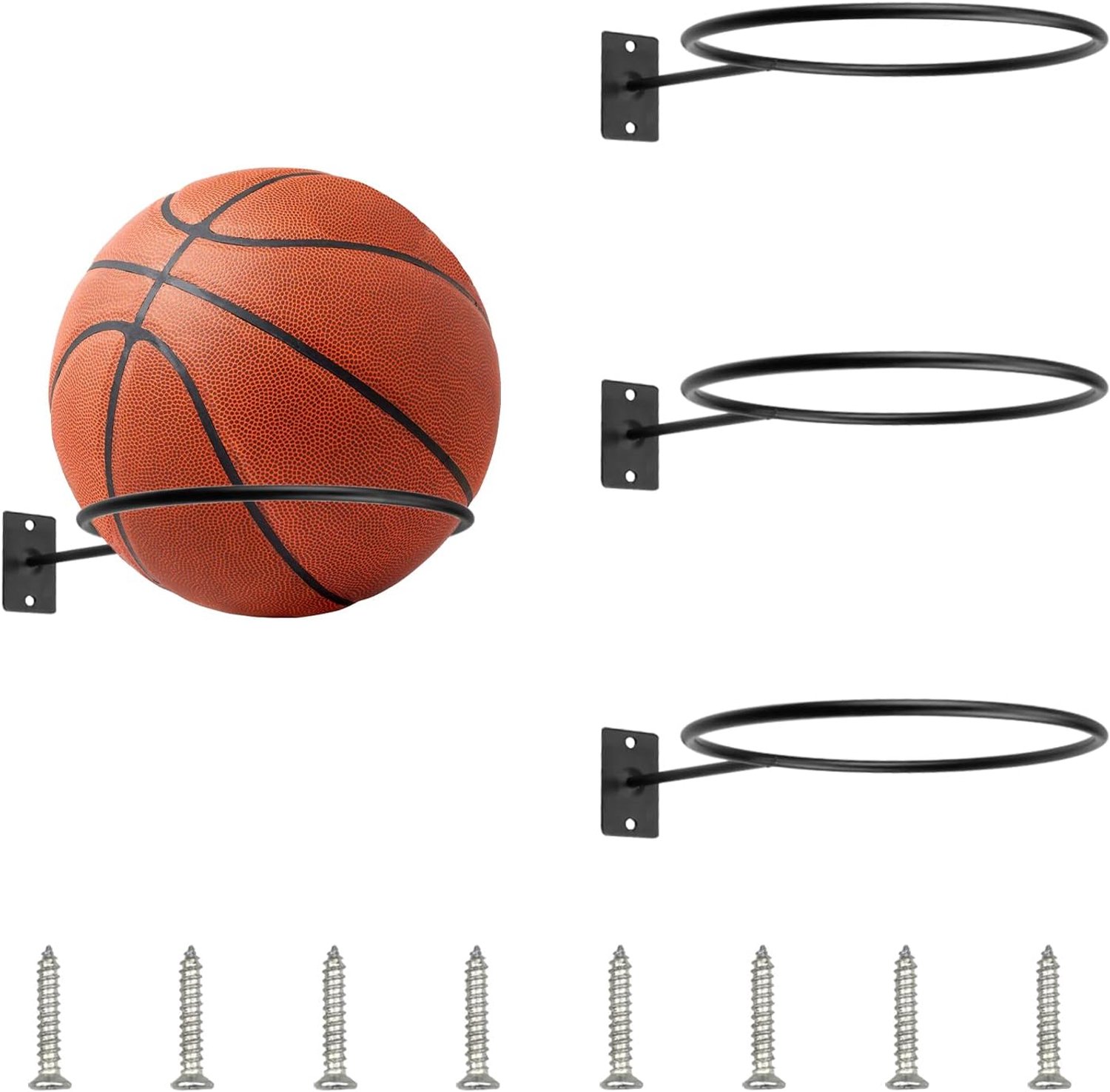 Ball Wall Mount Ball Holder Basketball Holder Black Football Holder Ball Stand for Basketball, Volleyball, Rugby Ball - ShopVlot