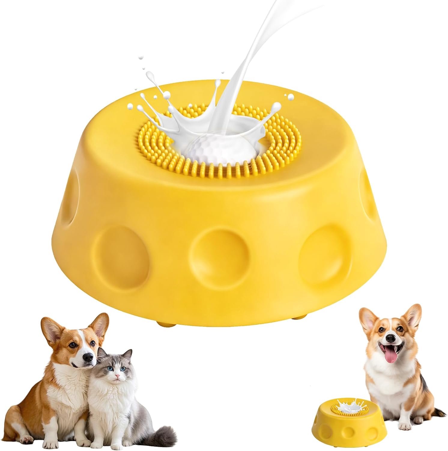 Slow Feeder Dog Bowl for Liquid Treat, Non-Slip Dog Lick Bowl with Ball, 250ml, Large Capacity, Spill Proof Ball-in - ShopVlot