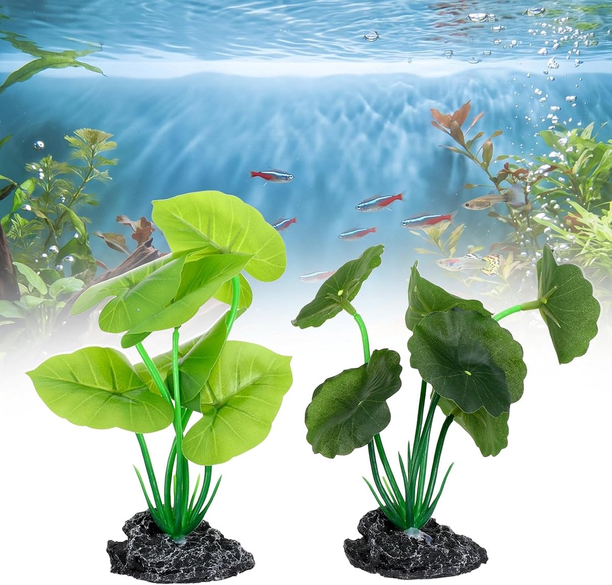 2 stuks aquariumplanten kunstplanten, natuurlijke aquariumdecoratie, nepplant