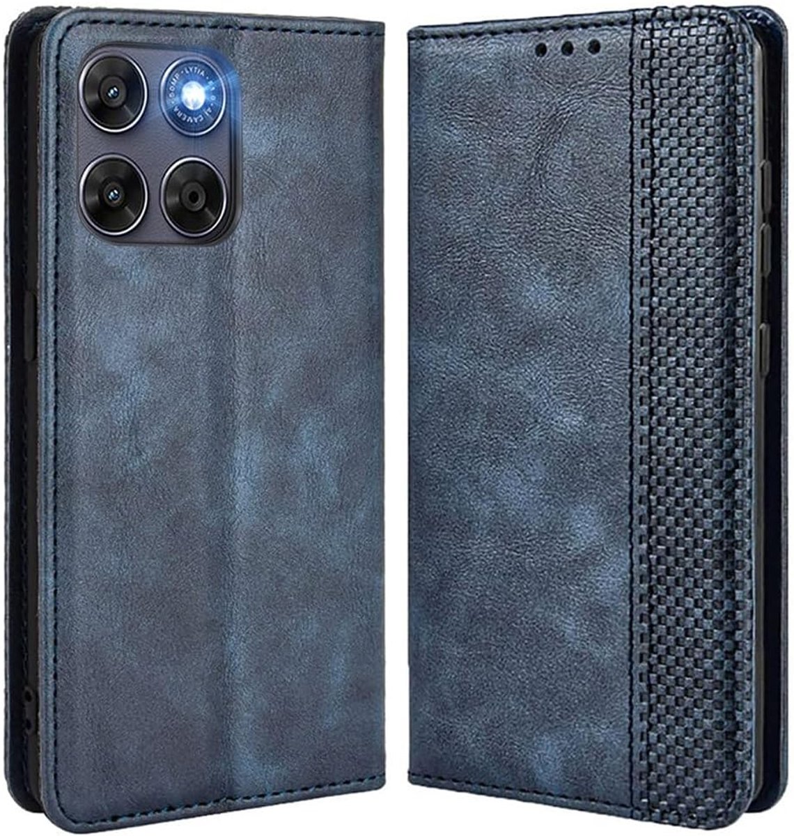 Hoesje voor Motorola Moto G67 / G77 / G87, Premium PU Lederen Portemonnee Flip Telefoonhoes met TPU Binnenkant, Multifunctionele Kaart Houder. Blue