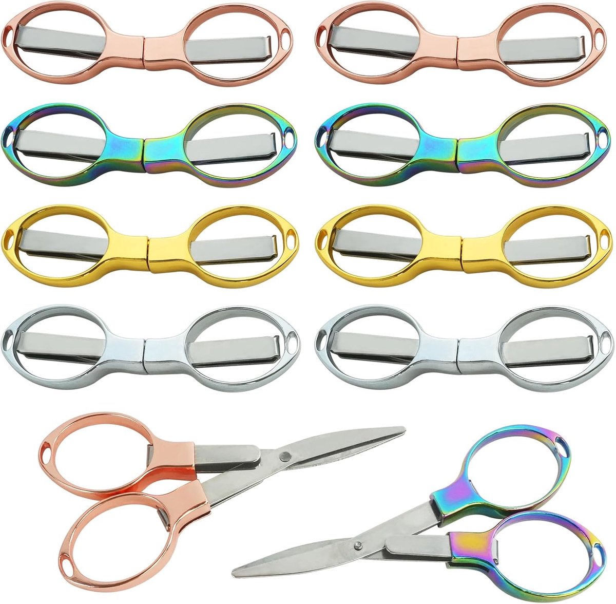 8 stuks klapschaar, draagbare opvouwbare schaar, mini-schaar, roestvrijstalen telescopische knutselschaar, kleine schaar, reisschaar, mini-veiligheidsschaar voor thuis, kantoor