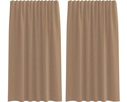 vidaXL - Gordijnen - voile - met - roedezakken - 2 - st - lichtbruin
