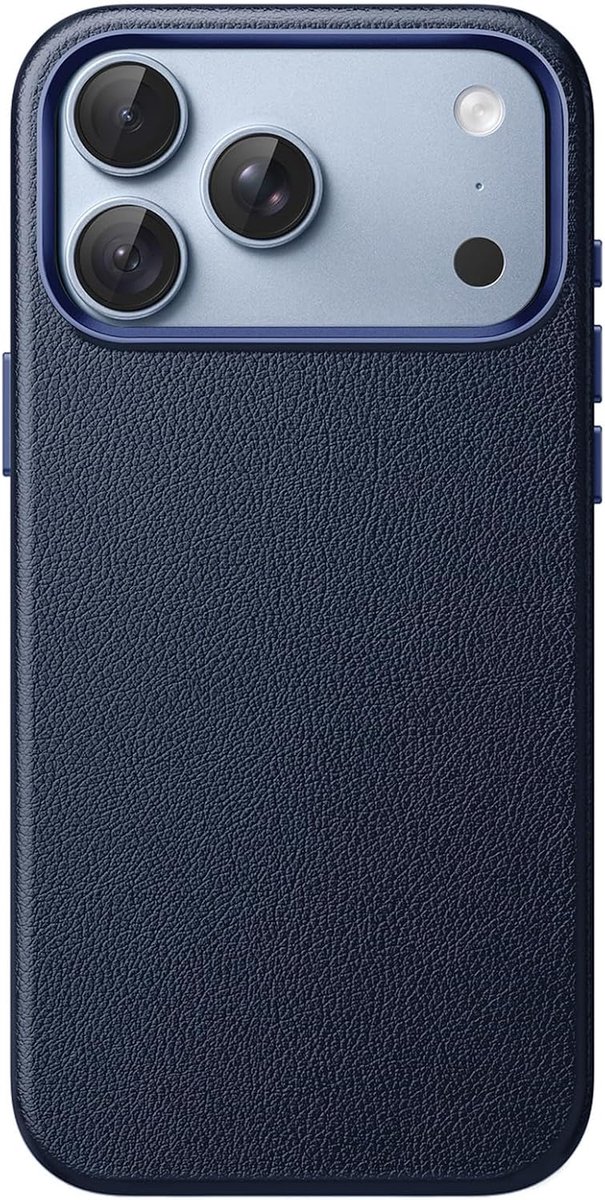 Zandarix Hoesje Geschikt voor Apple iPhone 18 Pro Max - Leder - Geschikt voor Mag - Ingebouwde Camera Bedieningsknop - Antislip Grip - Microvezelvoering - Back Cover Hoesje - Diepblauw