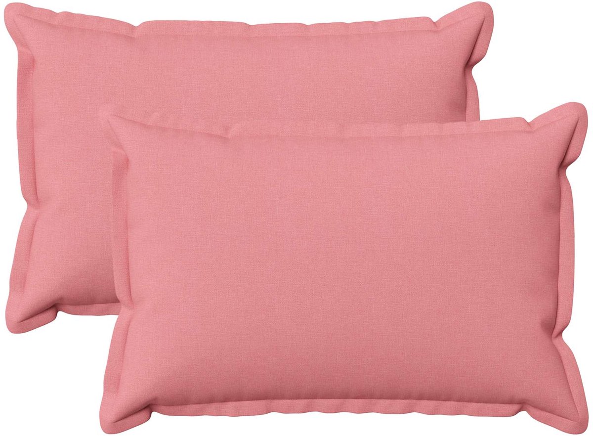 vidaXL Dekenkussen - 2 - st - HOUTEN - Roze - 30 - x - 50 - cm - Faux - Linnen