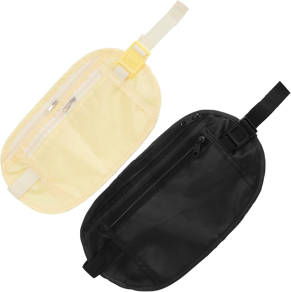 Set van 2 geldriemen, diefstalbestendige tas voor dames als borsttas, heuptas voor heren, klein en heuptas voor dames, klein, veiligheidstas, Money Belt voor reizen onder kleding