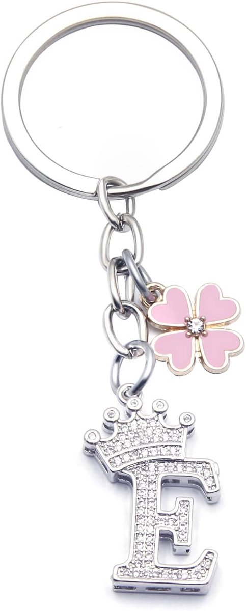 26 Sleutelhangers met letter voor verjaardag, voor dames en meisjes, verjaardagscadeau,Sleutelhangers met letter van zilveren zirkonia, hanger, personalisatie, cadeau-ideeën, Roestvrij staal