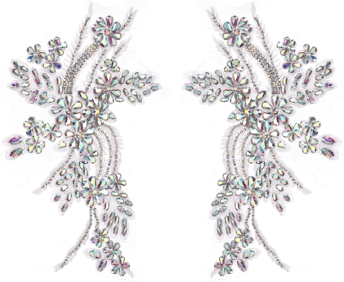 2 stuks strass-applicaties, 26,5 x 18 cm, meerkleurig