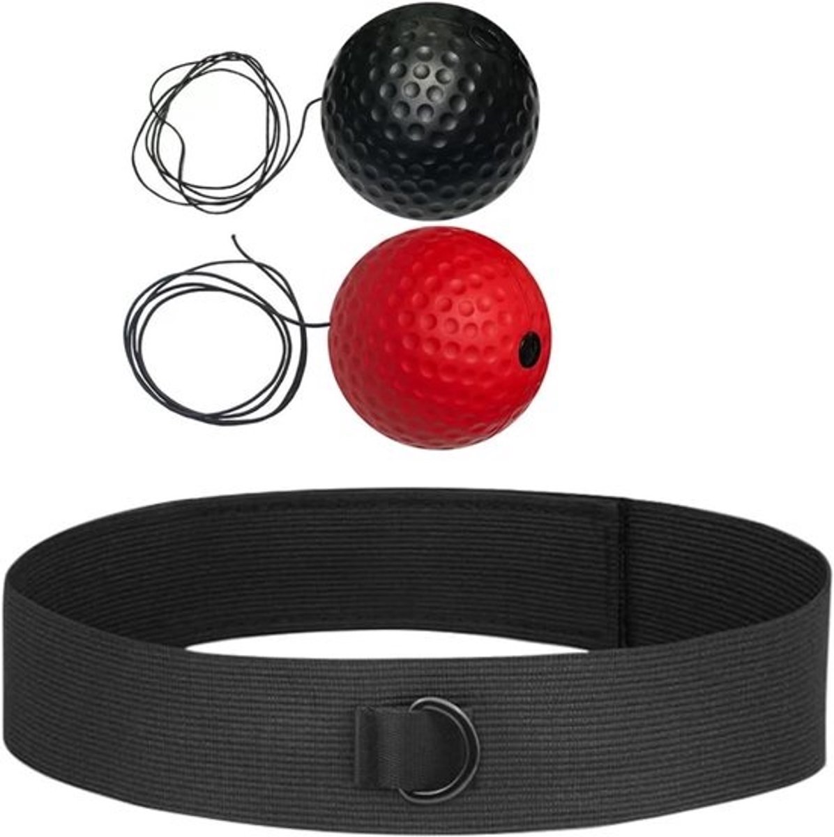Boksbal Trainingsset - Reactiebal Set - Verbeter Snelheid - Verstelbare Hoofdband - 2 Ballen - Zwart