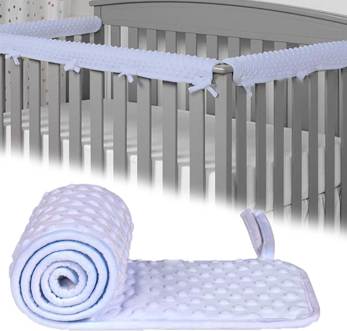 3 stuks hoes voor kinderbed, randbescherming, babybedbeschermingsset, universele bedhek, bekleding, bumper, kinderbed, rail, afdekkingen voor tanden, blauw