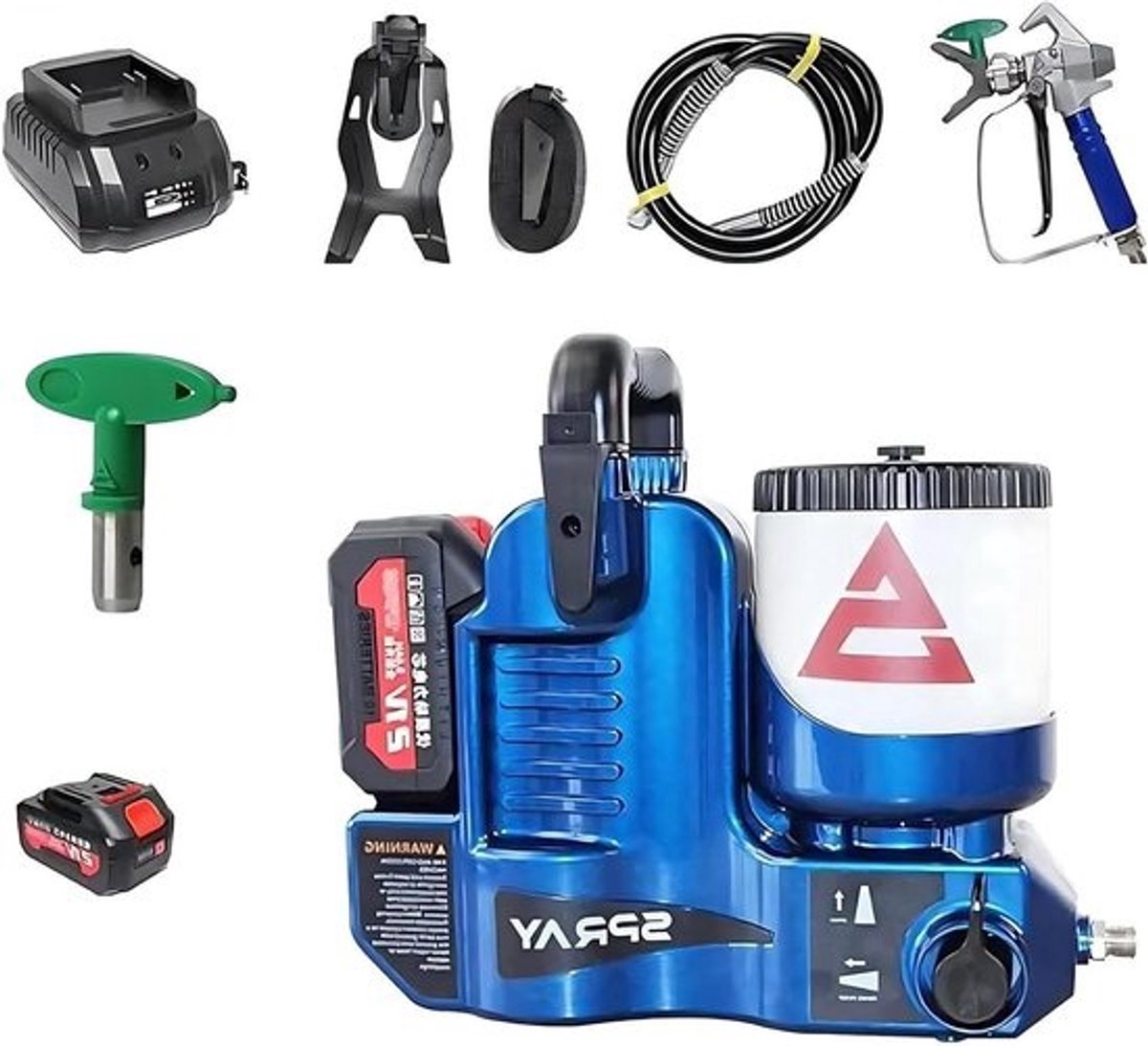Airless Verfspuit - Verfsproeier Lakspuit - Muren Schilderen - Borstelloze Motor - 12 L - Meerkleurig