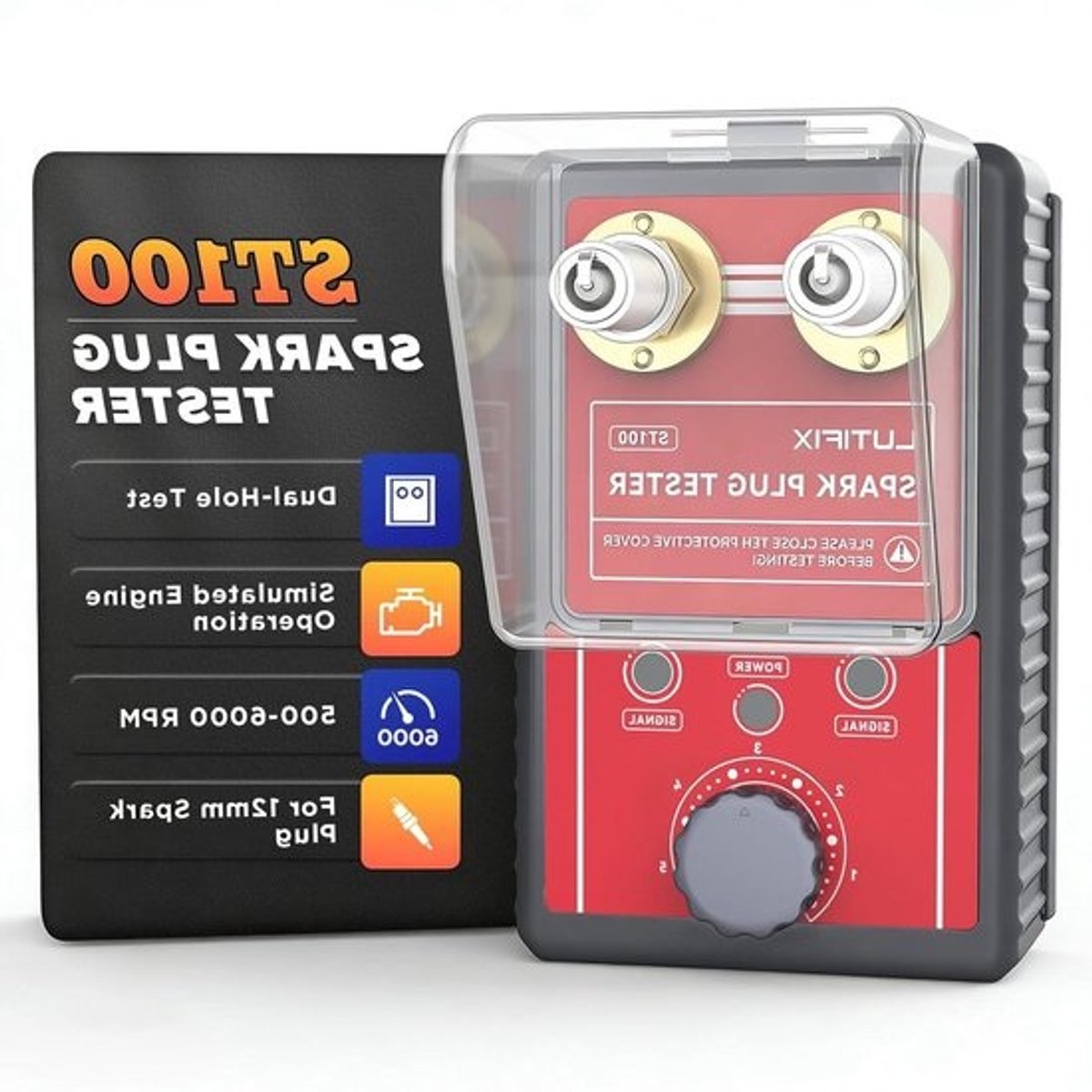 Bougietester Dubbele Gaten - Bougie Analysator - Auto Onderhoud - Simuleert Motor Werking - Voor 12V Benzinevoertuigen - Rood