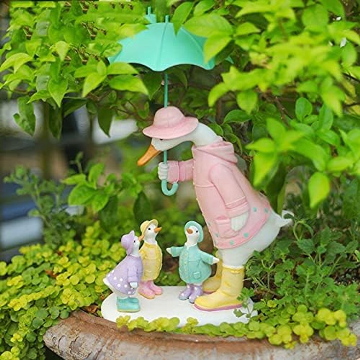 binnenplaats hars simulatie eend moeder kinderen standbeeld ornamenten balkon sculptuur ambachten huis tuin accessoires decoratie