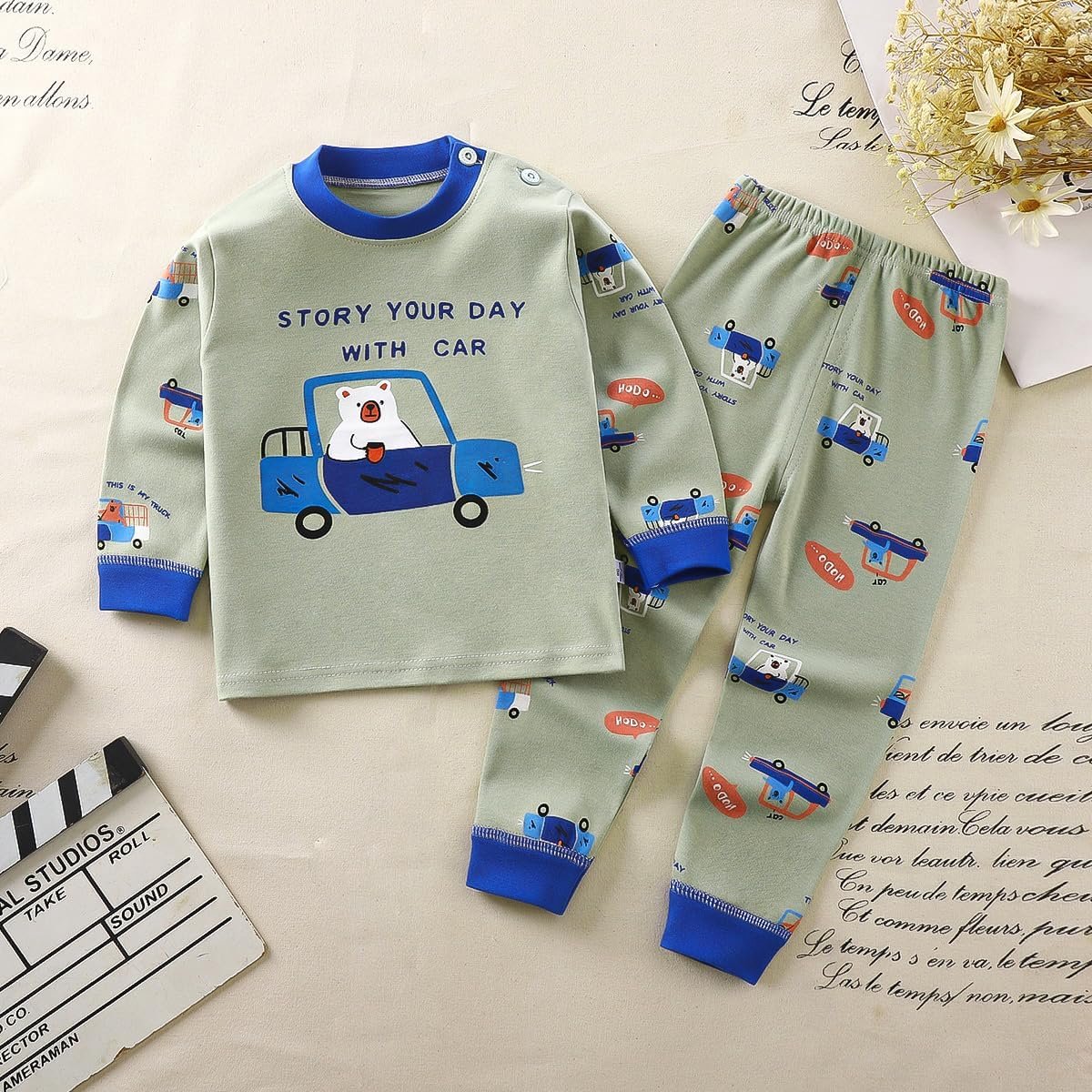 Kinderen Pyjama 3 Set Dinosaurus Robot Leeuw Tractor Print Kids Pjs Pyjama Lange Mouw Top Katoen Sleepewar Shirts & Broeken Bottoms Nachtkleding Kinderen Outfit