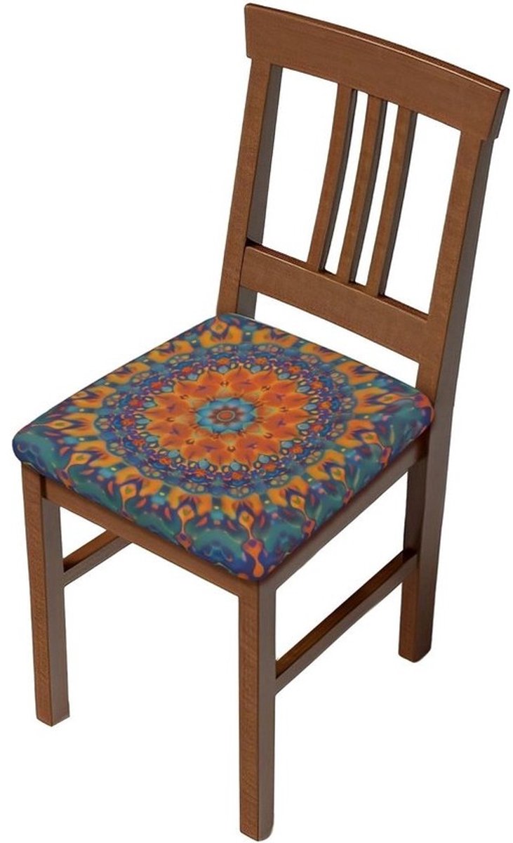 Stoelhoezen Set - Zitkussenhoezen Eetkamer - Meubels Beschermen - Rekbare Stof - 35-48cm - Oranje Blauw Mandala