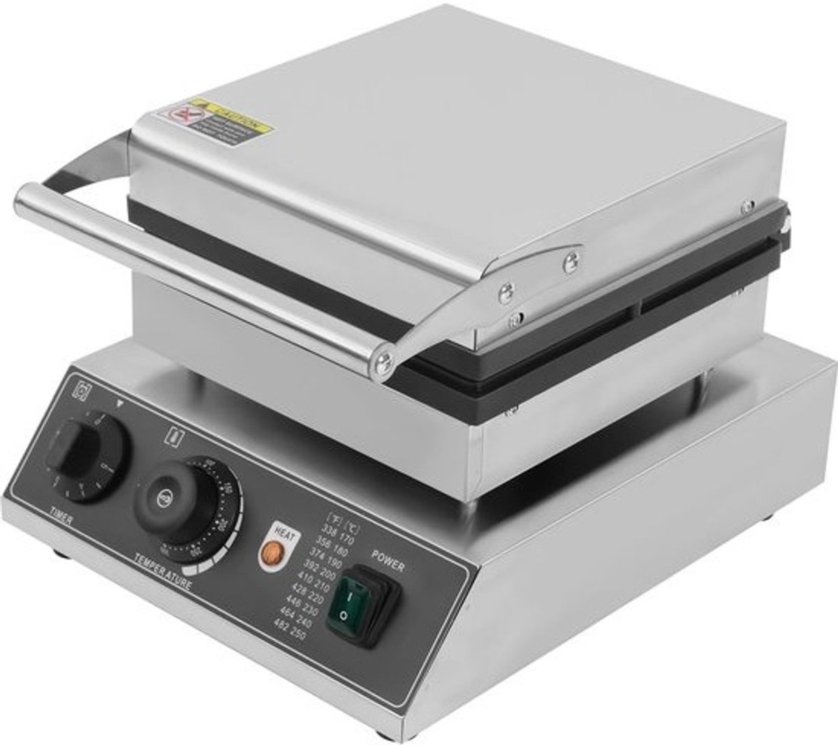 Elektrische Wafelmaker - Wafelijzer Tafelmodel - Commerciële Productie - Gelijkmatige Warmte - 30x36x24.5 cm - Zilver Zwart