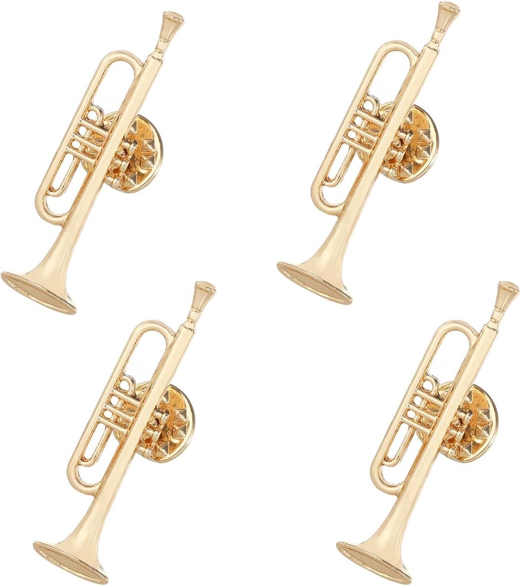 4 stuks broche voor muziekinstrumenten, prachtige mini-muziekinstrumentbroche, trompetbroche, prachtige metalen pinnen voor blazer, jas, hoed, tas, jurk, cadeau voor muzikanten