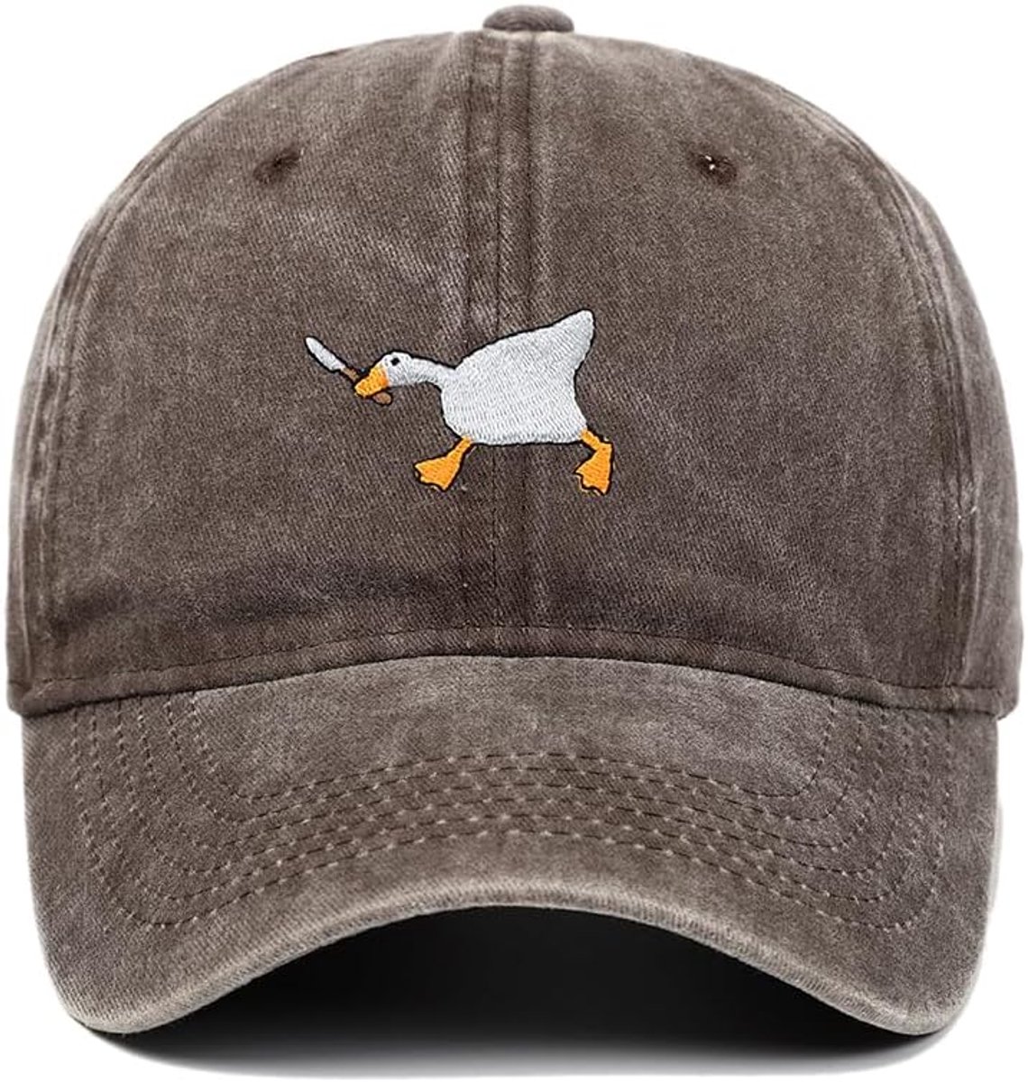 Baseballpet, geborduurde pet gans met mes, 100% katoen, in grootte verstelbaar (56-58 cm), uniseks streetwear cap