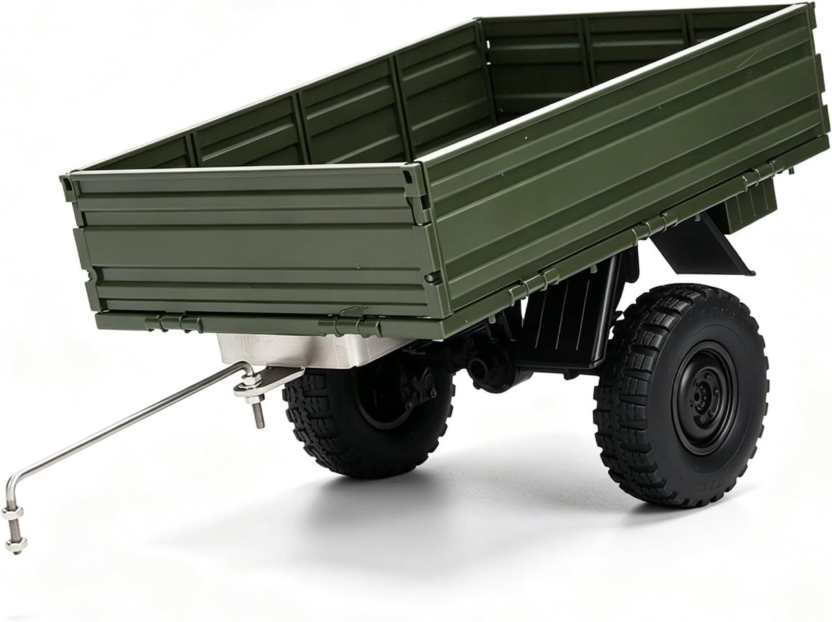 RC Aanhangwagen, Afstandsbediening Cargo Carrier Roestvrije Hitch Mount Trailer voor P06 Model RC Auto Onderdelen Accessoires voor P06 RC Auto (groen)