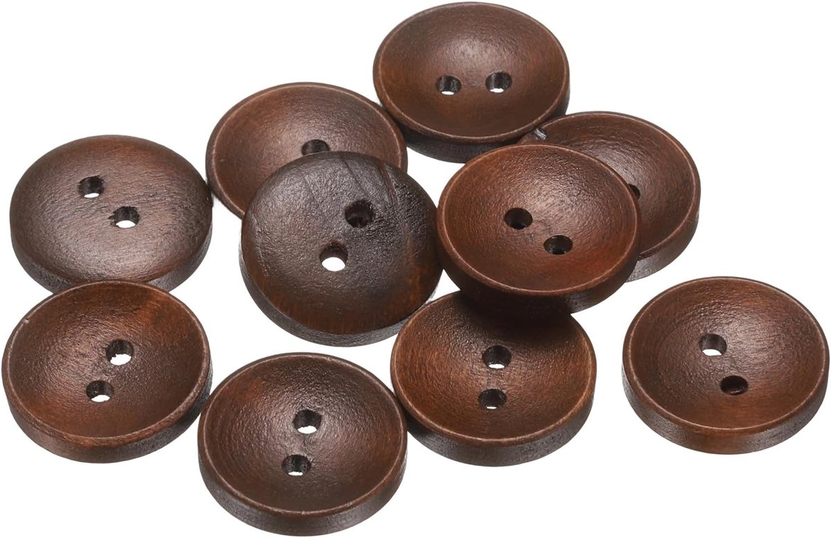 Knopen 11/16 inch (18 mm) 2 ronde gaten houten knopen voor het naaien van decoratief handwerk voor kleding doe-het-zelf handwerk decoratie, middenbruin