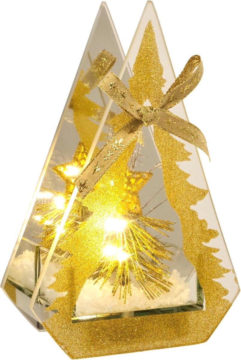 decoratief object van glas met LED-licht mini dennenboom kunstsneeuw lamp sfeerlicht lichtketting kerstdecoratie 3D foto decoratie kerst tafeldecoratie ornamenten 3D foto geschenk