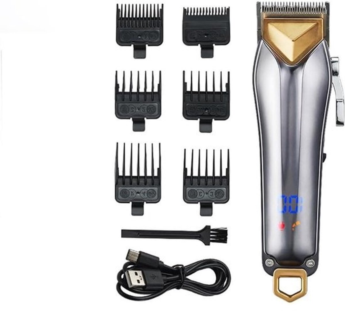 Professionele Tondeuse - Haartrimmer Baardtrimmer - Gegradueerd Knippen - Geluidsarme Motor - 120 Min Gebruik - Zilver