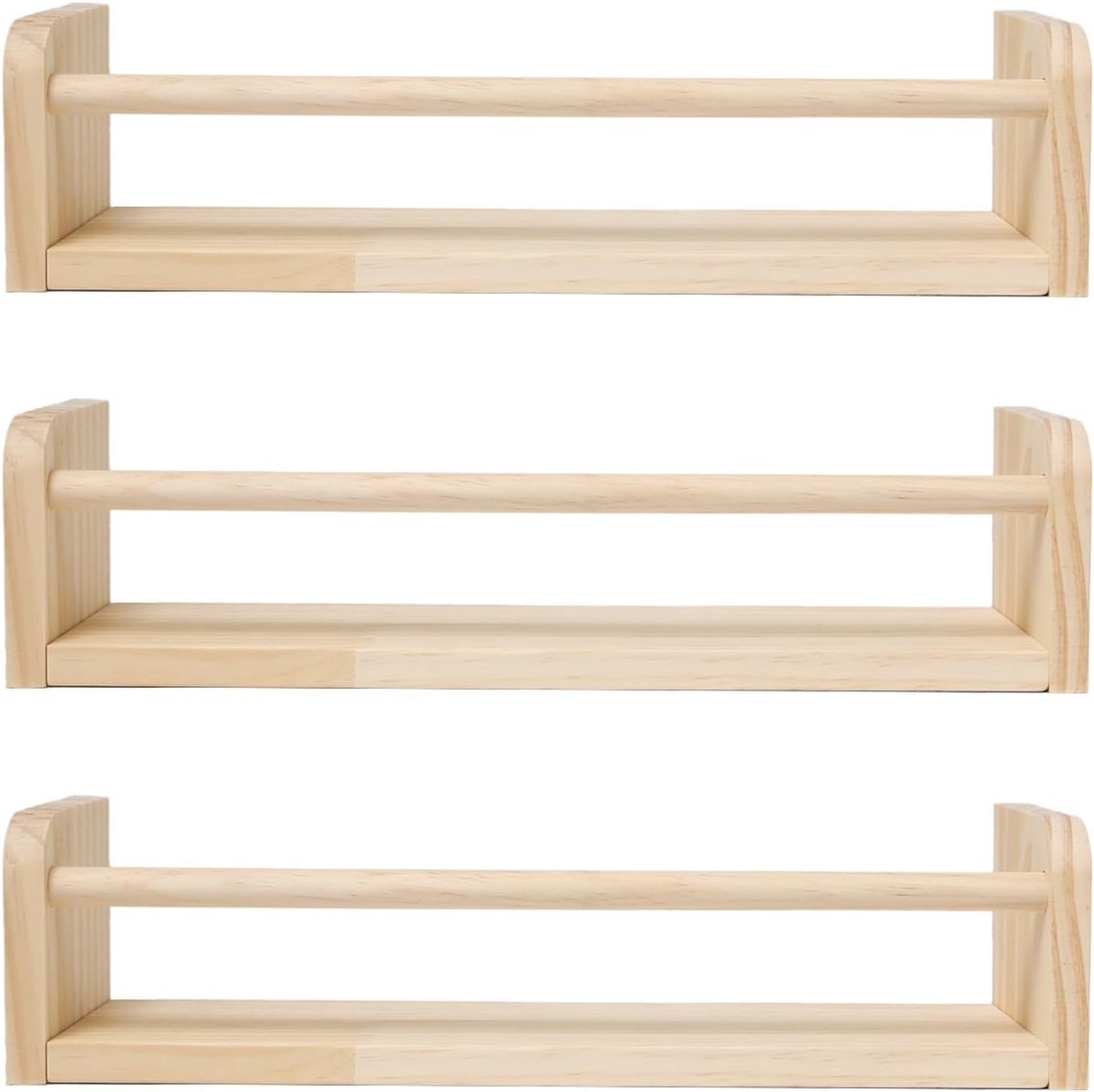 Set van 3 Drijvende Boekenplanken van 40 cm voor Kinderkamer, Wandplanken van Hout voor Opberging en Decoratie
