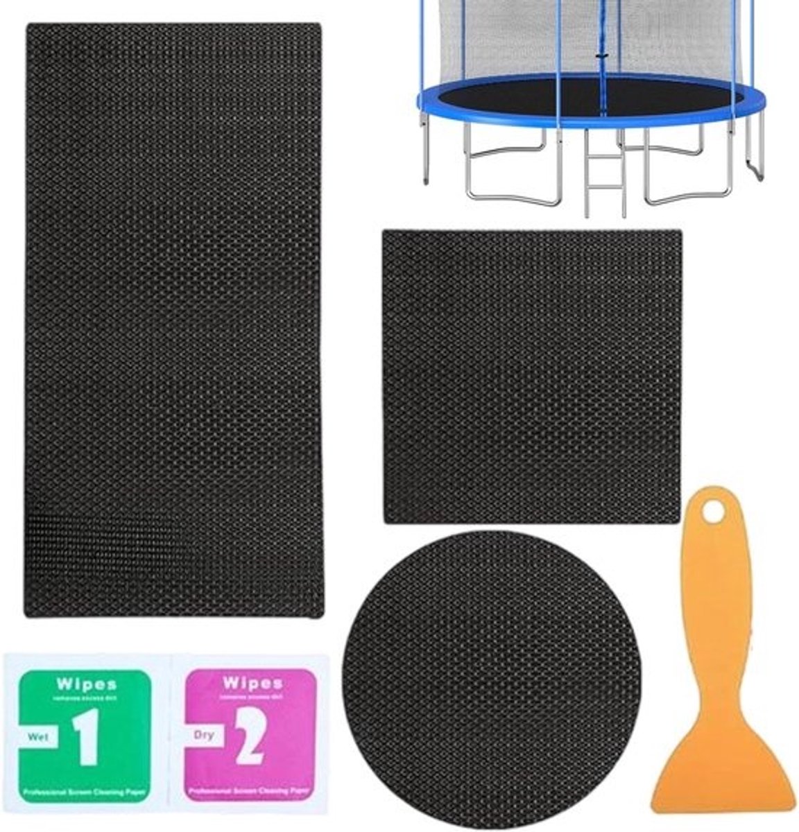 Trampoline Reparatie Set - Scheurpleisters - Onderhoud Gazonspel - Waterdicht & Zelfklevend - 3 Vormen - Enkel Kenmerk