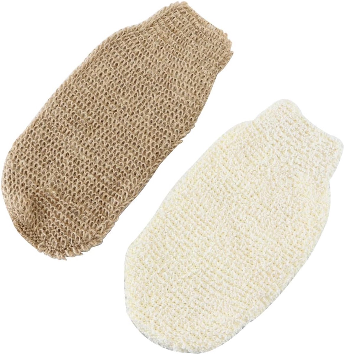 2 stuks Exfoliërende handschoenen Douche Jute Fiber Badhandschoenen Lichaamsreinigingsdoek Sponzen voor Exfoliërende en Body Scrubber