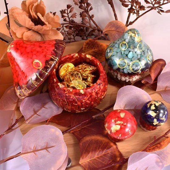 Mallen Paddestoel Potten Siliconen Mallen Met Deksel Voor Diy Kaarsen Kunst Snoep Sieraden Opslag Container Woondecoratie Epoxy Hars Casting Art Craft Ornamenten — afbeelding 4