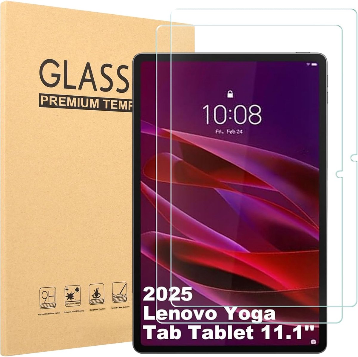 Displaybeschermfolie voor Lenovo Yoga Tab 11 inch (model 2025), gehard glas met 9H hardheid en HD-helderheid, 2 stuks