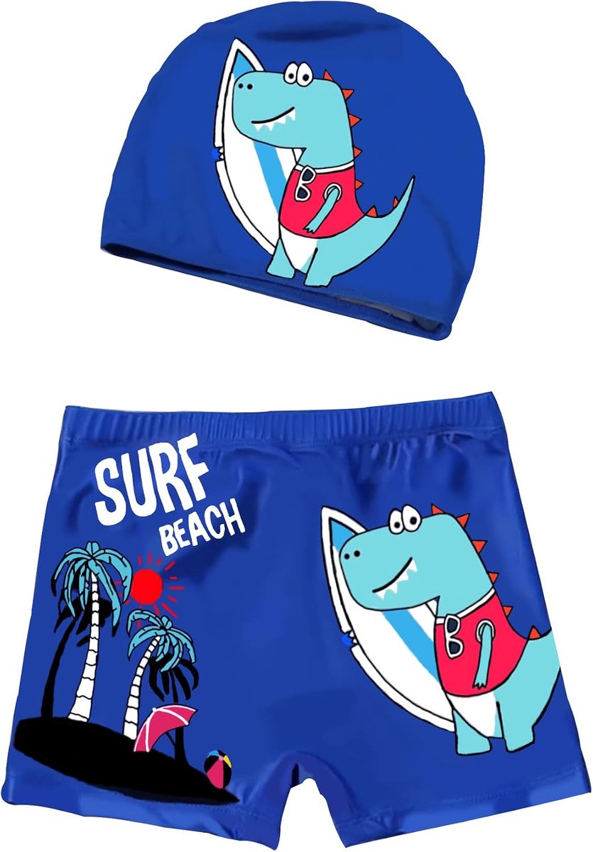 zwembroek set voor jongens, zwemshort met en badmuts van stof