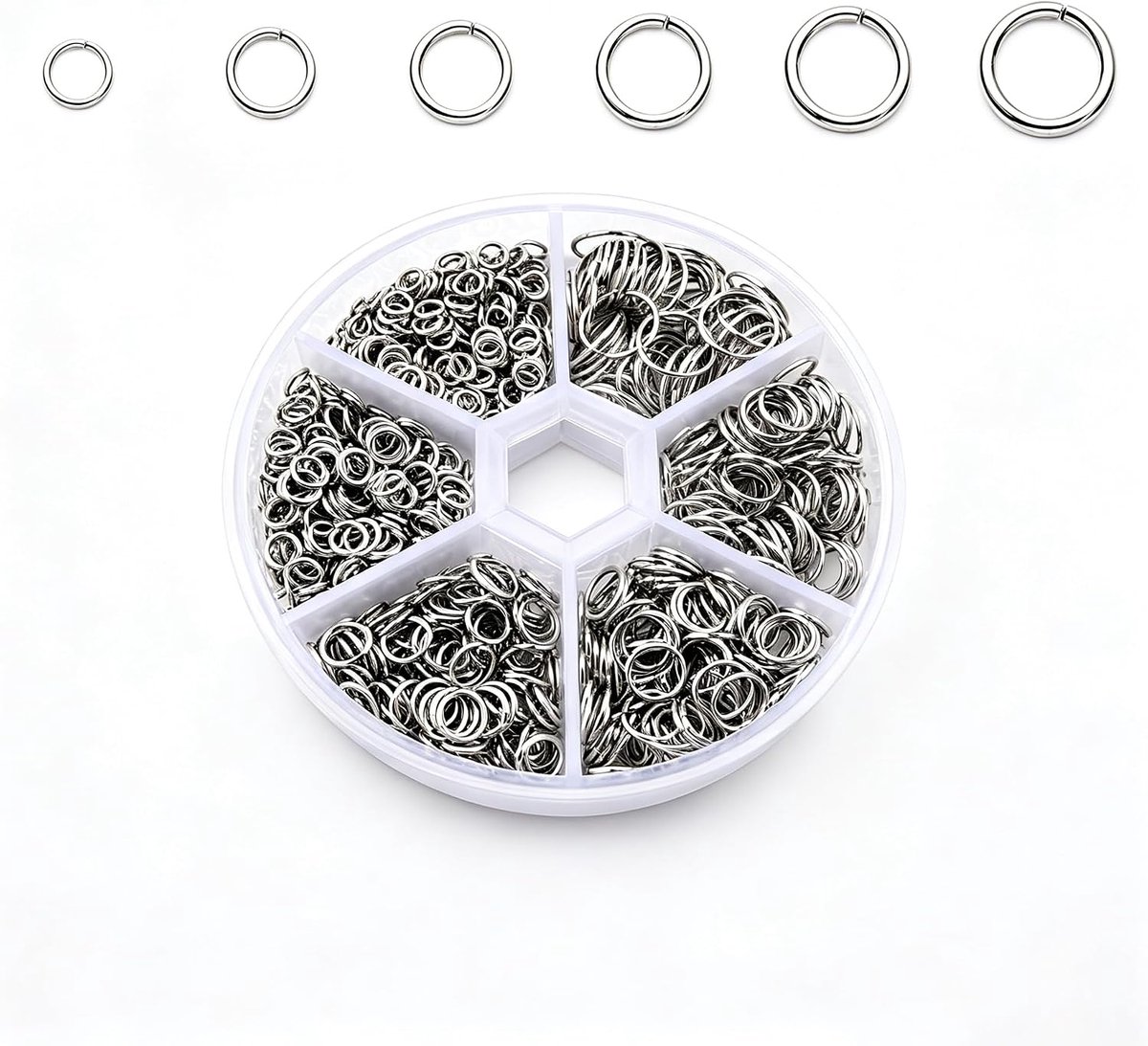 970 stuks zilveren mini-sleutelringen 4 5 6 7 8 10 mm kleine metalen ringen