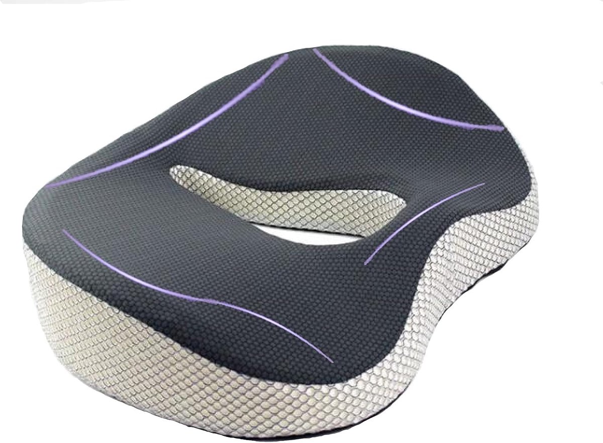Visco-elastisch zitkussen voor bureaustoel, gamers, keuken, auto, verlichting van rug, aambeien of almorroïden, orthopedisch kussen met traagschuim voor bestuurdersstoel