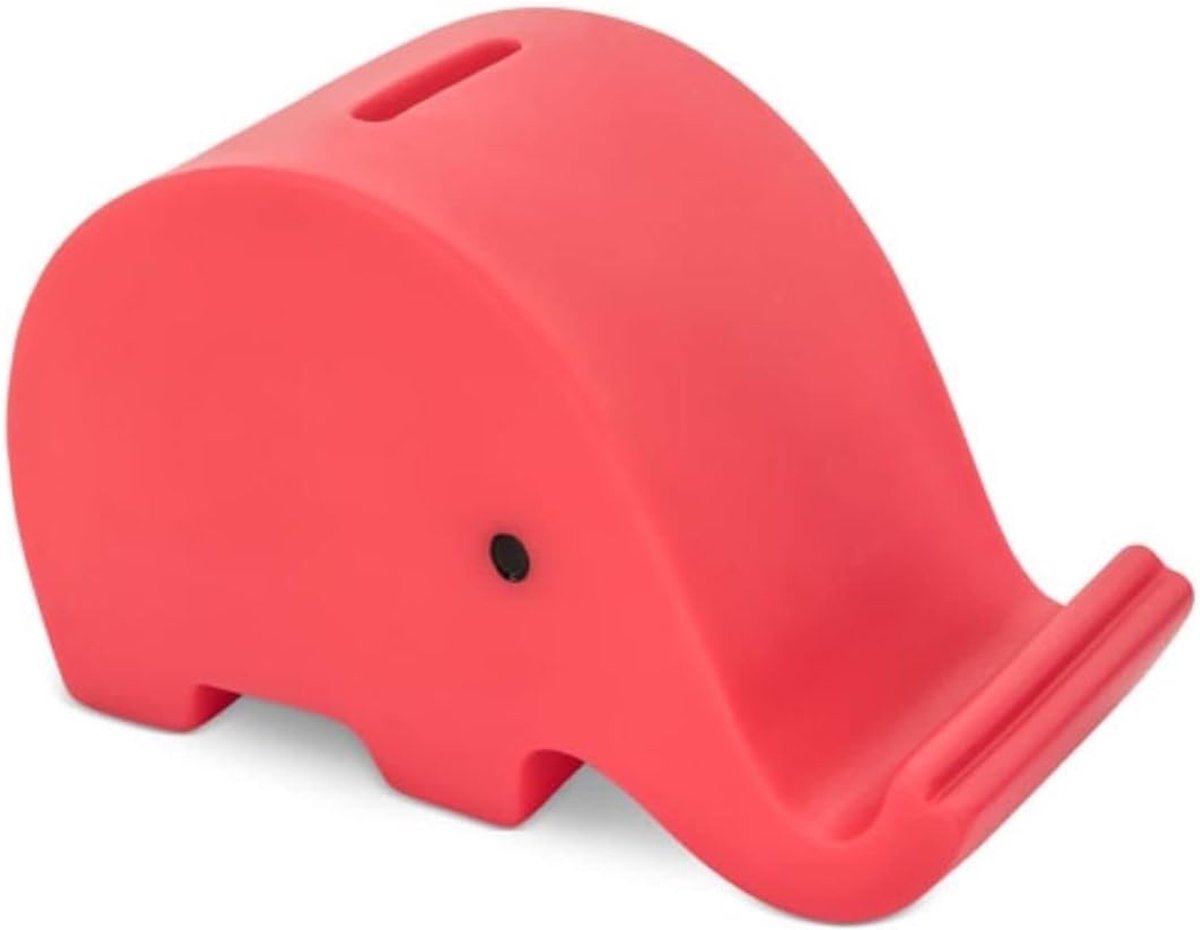 Spaarvarken olifant van pvc met zacht lichaam in levendige kleuren, originele spaarpot voor kinderen, met deksel, licht en robuust, rood