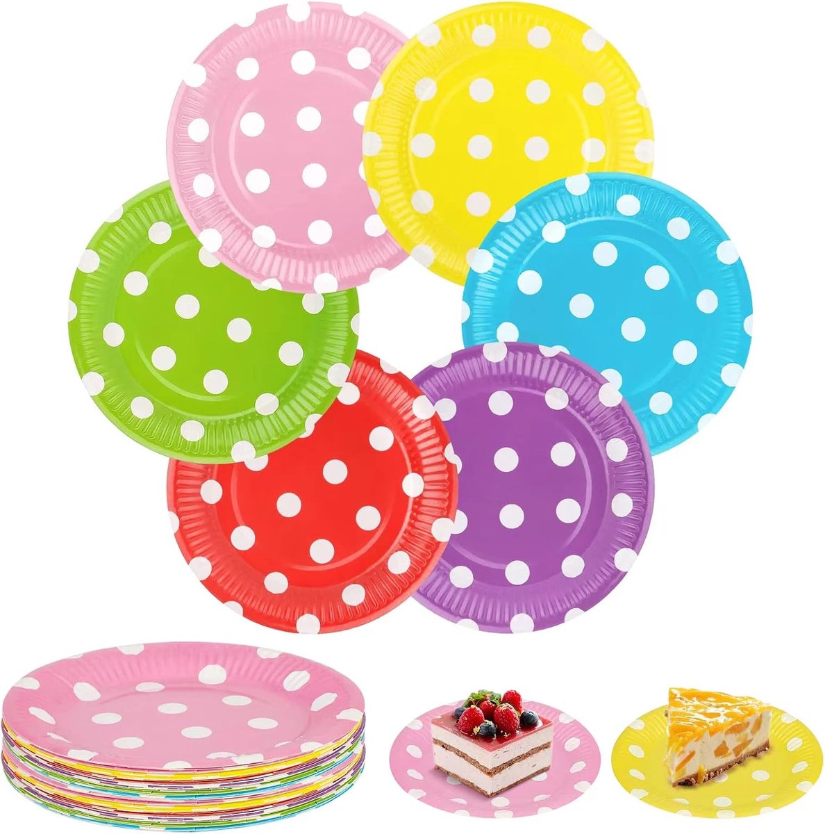 Papieren Borden - 36 Stuks Kartonnen Servies, Ronde Grote Feestborden voor Kinderverjaardag, Eerste Schooldag, Meisjes en Feesten