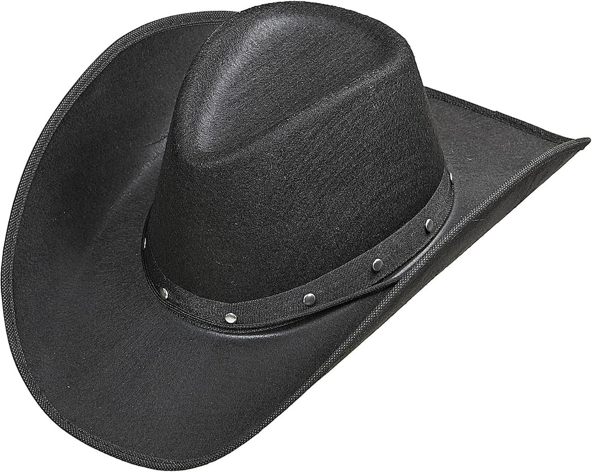 Party Fashion 01101 Cowboyhoed met klinknagels, zwart, wilde vesten, hoed, hoofdtooi, accessoire, carnaval, themafeest
